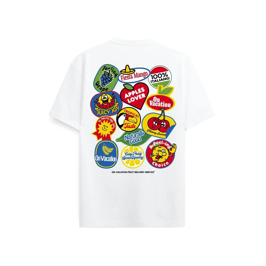 On Vacation Fruit Stickers T-Shirt - White 2