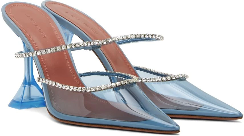 Amina Muaddi Blue Gilda Glass Heels 4