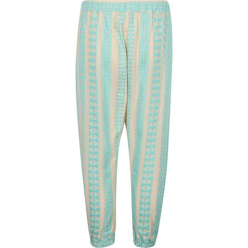 Devotion Geometric print drawstring pants in off white and turquoise