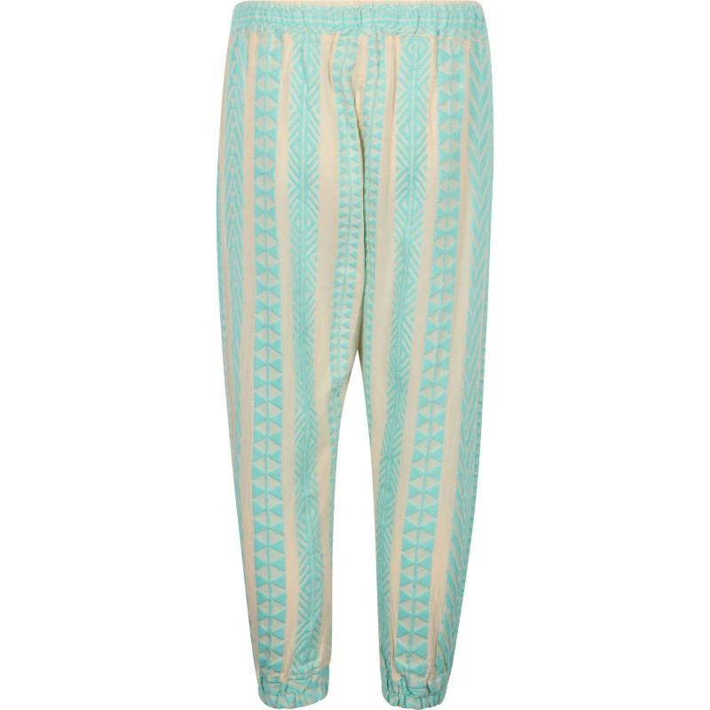 Devotion Geometric print drawstring pants in off white and turquoise 2