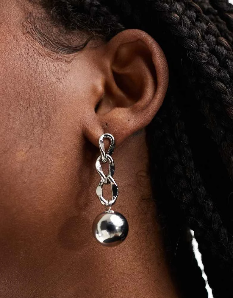 8 Other Reasons 8 Other Reasons chain drop ball earrings in rhodium plated 4