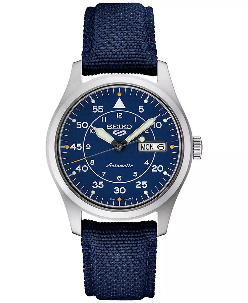 Seiko Men's Automatic 5 Sports Blue Nylon Strap Watch 39mm 1