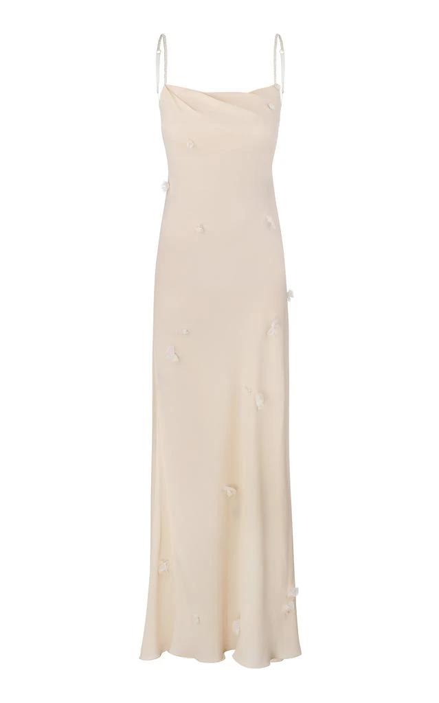 Anna October Anna October - Faya Flower-Embellished Open Back Maxi Dress - White - XS - Moda Operandi 1