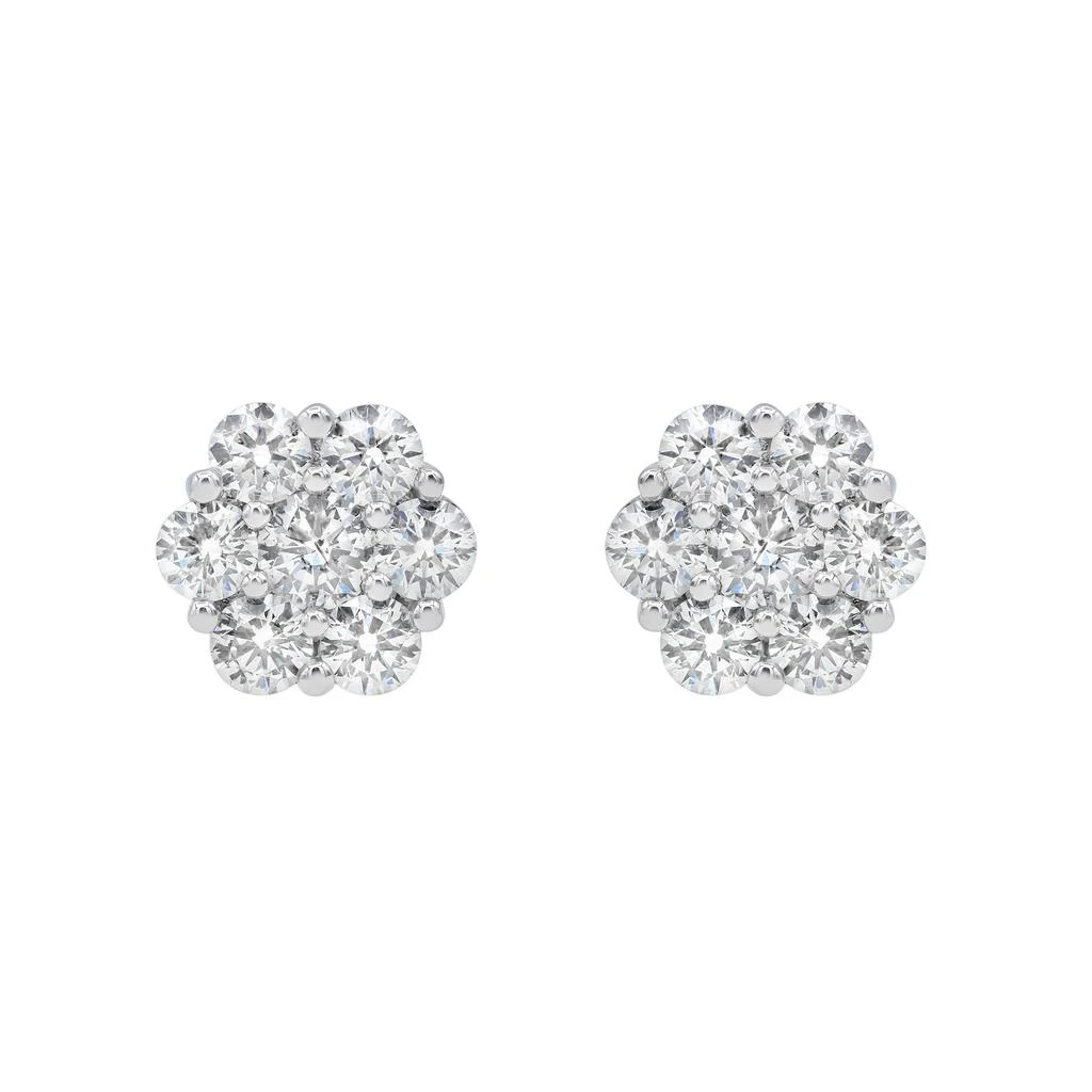 LuvMyJewelry Meadow 2.55 Ct TW Lab Grown Diamond Cluster Studs 14K Gold Earrings 2