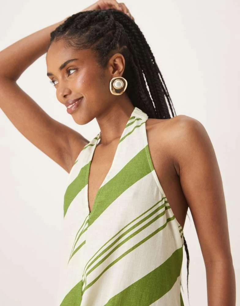 ASOS ASOS DESIGN relaxed halter neck maxi dress in green stripe 3