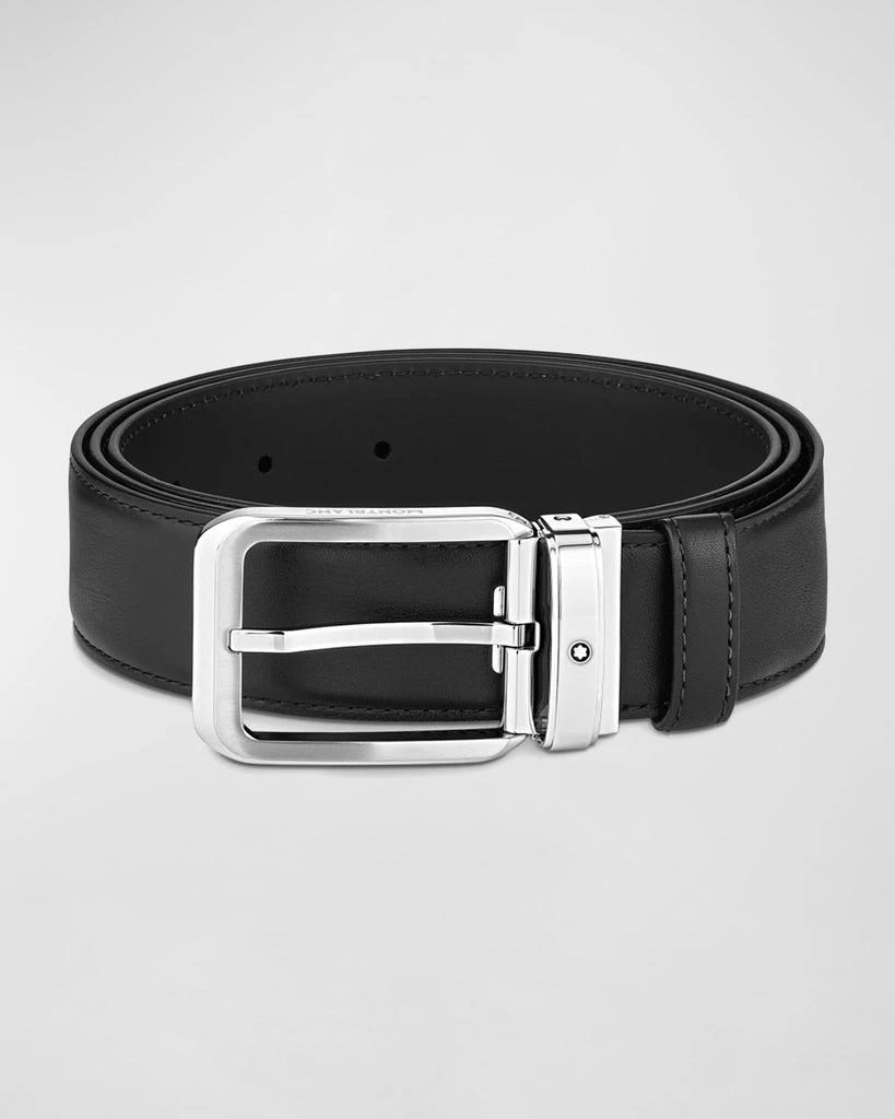 MontBlanc Men's Rectangle Pin Buckle Leather Belt 1