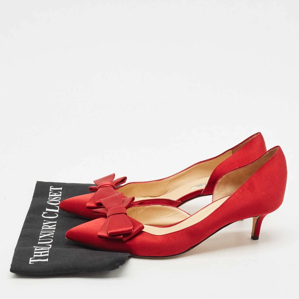 Oscar de la Renta Oscar de la Renta Red Satin Pointed Toe Bow D'orsay Pumps Size 41 9