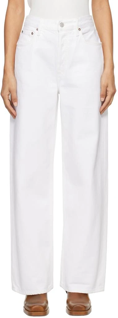AGOLDE White Low Slung Baggy 30.5" Jeans 1
