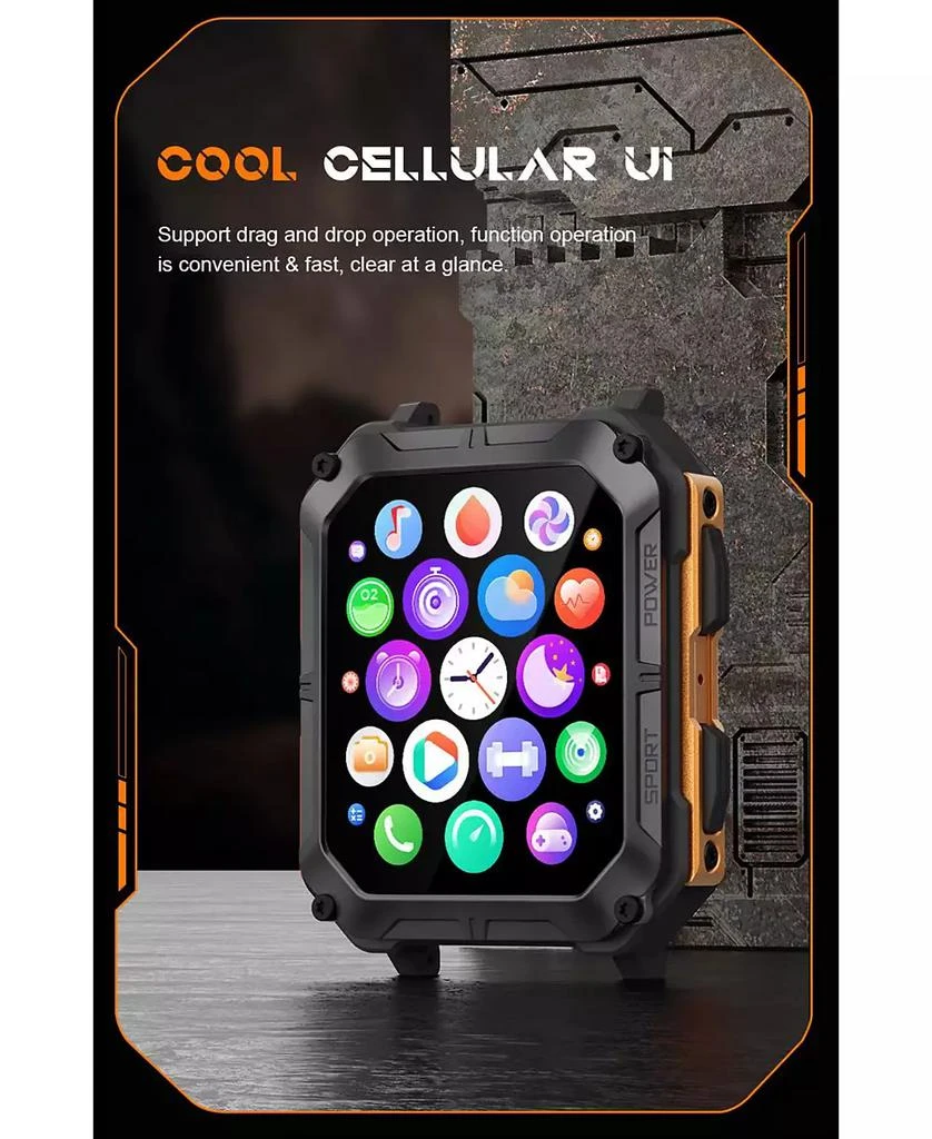 RUXING Smart 1.83'' Bluetooth Call Heart Rate Monitoring Information Push Smart Bracelet Outdoor Sports for Women Men -Orange 8