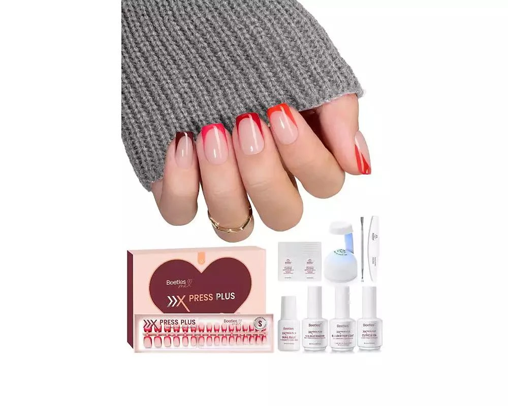 Beetles X Press Short Square French Tip Press On Nails Kit, 160 Pc.