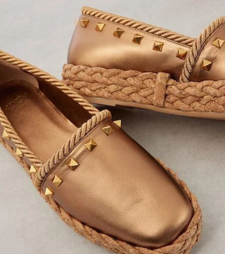 Valentino Rockstud metallic leather espadrilles 5