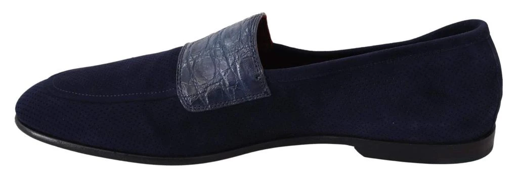 Dolce & Gabbana Dolce & Gabbana Blue Suede Caiman Loafers Slippers Shoes 7