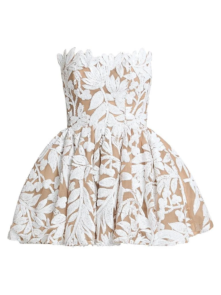 BRONX AND BANCO Chloe Embroidered Strapless Minidress