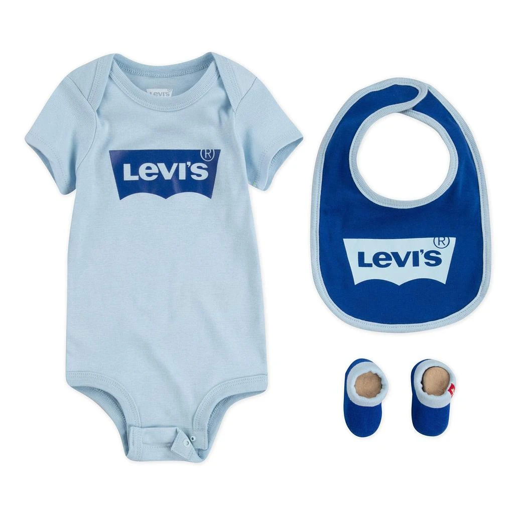 Levi's Levi's Baby Girls' Bodysuit, Bib and Booties 3-Piece Gift Box Set 1