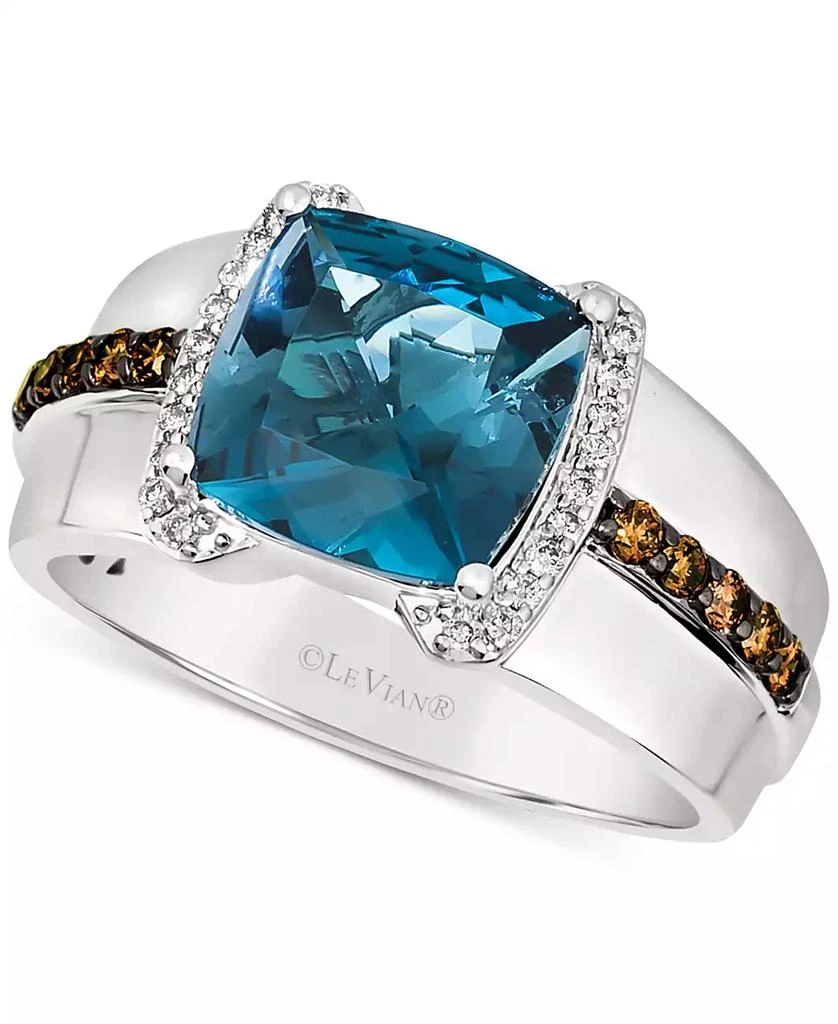 Le Vian Men
s Deep Sea Blue Topaz (4-1/2 ct. t.w.) 
Diamond (3/8 ct. t.w.) Ring in Sterling Silver