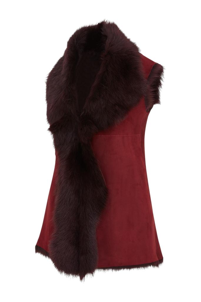Infinity Leather Female Burgundy Toscana Sheepskin Long Gilet-Sorocaba