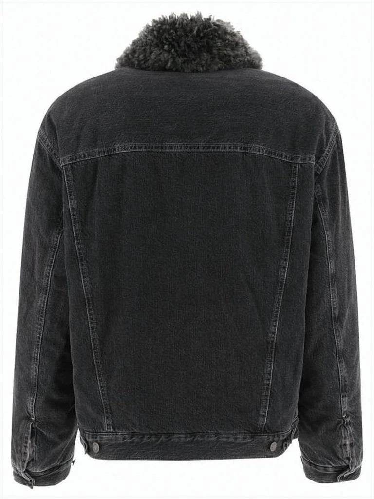 Acne Studios Washed Black Denim Jacket With Plush Collar And Tailored Fit 2