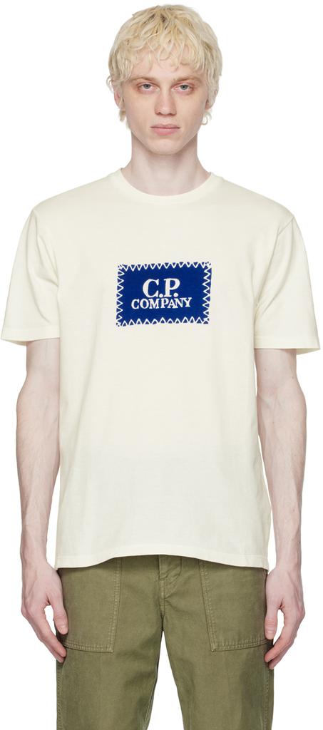 【送料&関税込】C.P. Company White Crewneck T-shirt With Log C.P. Company White Crewneck T-Shirt - T-Shirts - BeyondStyle