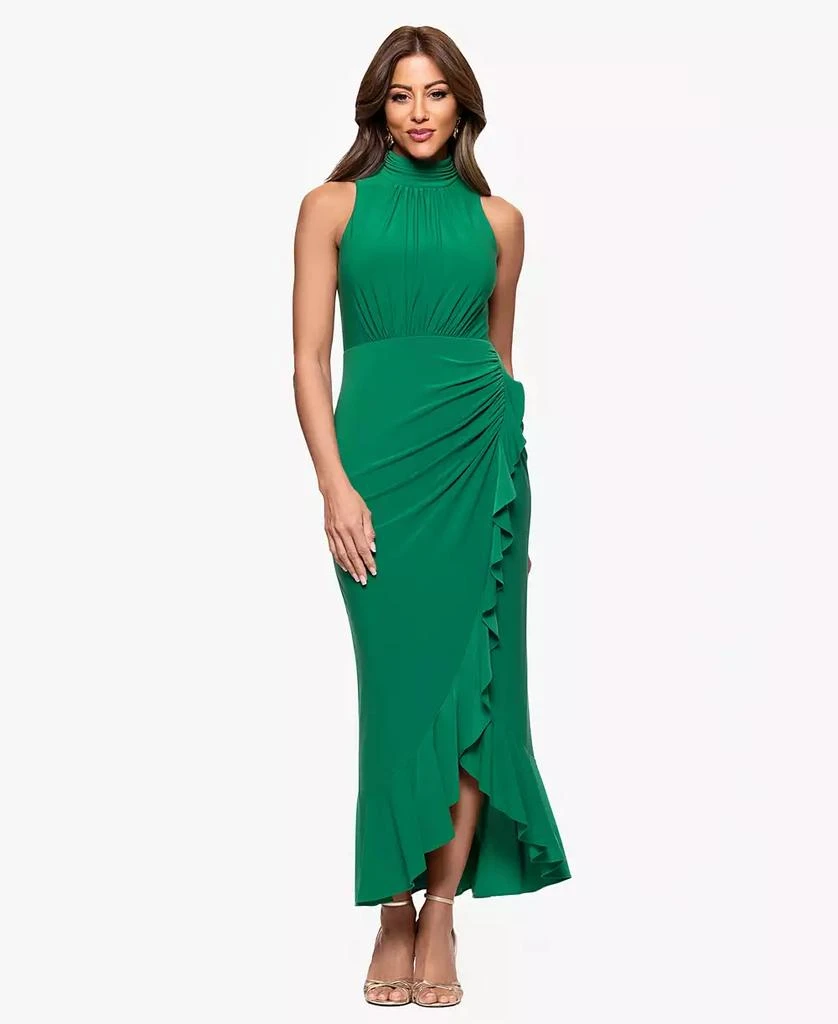 XSCAPE Women
s High-Neck Ruffled-Front Sheath Dress 1