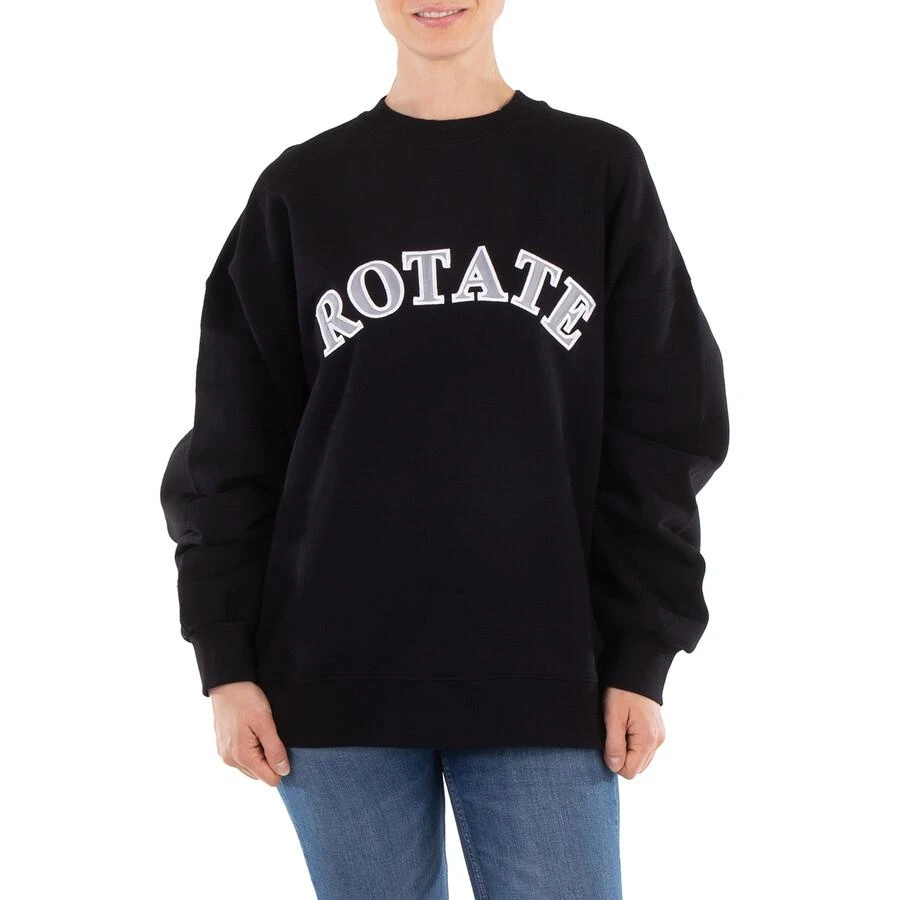 ROTATE Birger Christensen Rotate Ladies Black Crewneck Logo Sweatshirt, Size Medium