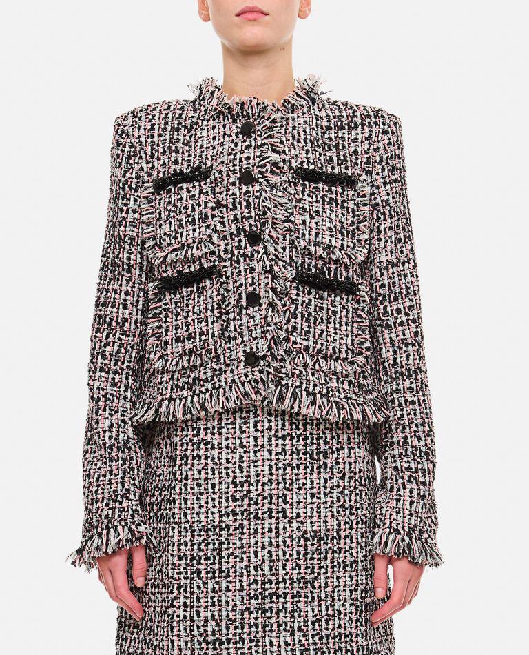 Self Portrait Black Fringed Boucle Jacket - Jackets