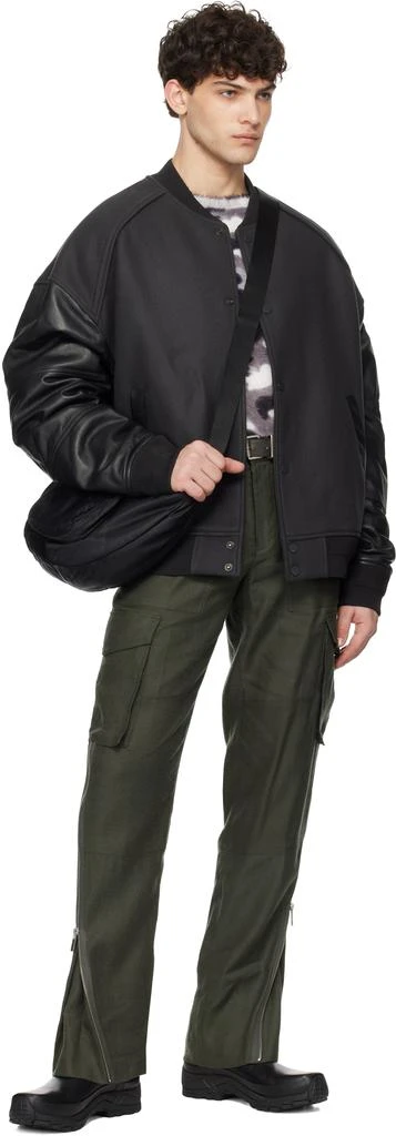 Juun.J Black Varsity Jumper Bomber Jacket 4
