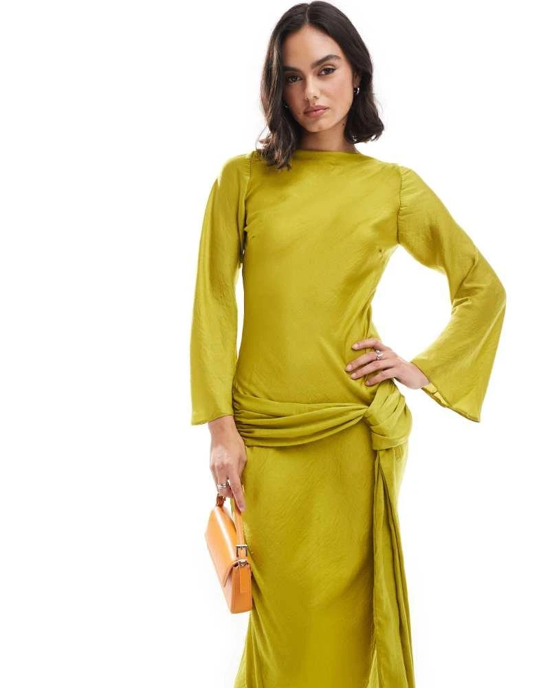 slim fit dress slacks Inna Long Sleeve Cut-Out Maxi Dress Sequin Rose Gold– Selfie Leslie main image 1