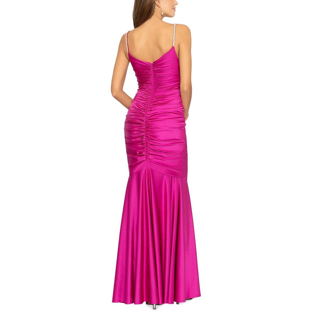 Xscape Womens Satin Long Cocktail And Party Dress