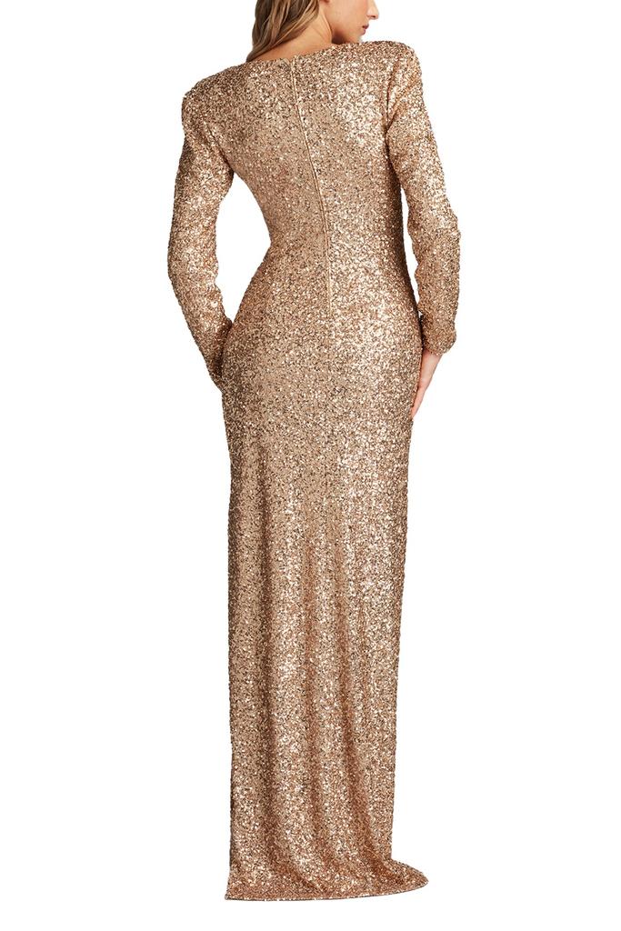 Tadashi Shoji Jazzy Sequin Mesh Plunge Gown