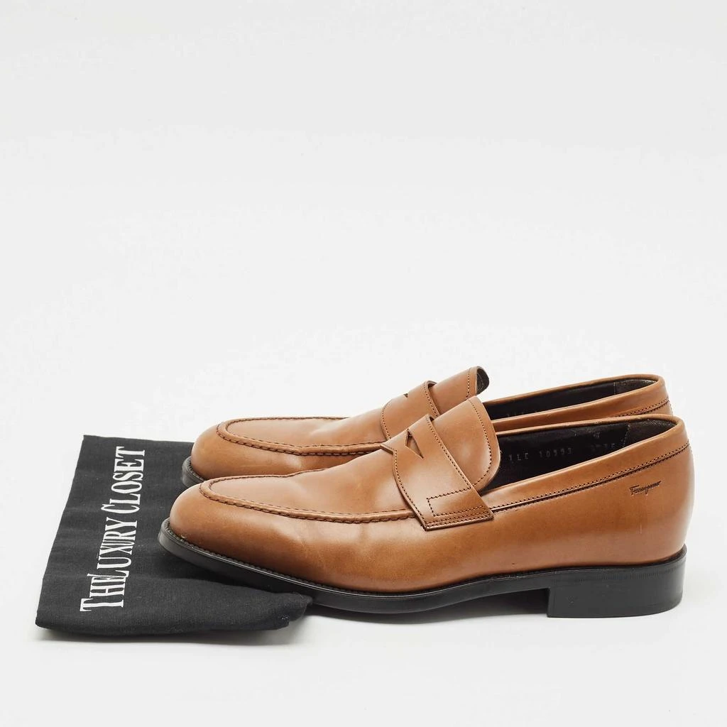 Salvatore Ferragamo Brown Leather Penny Loafers Size 40.5  display picture 2