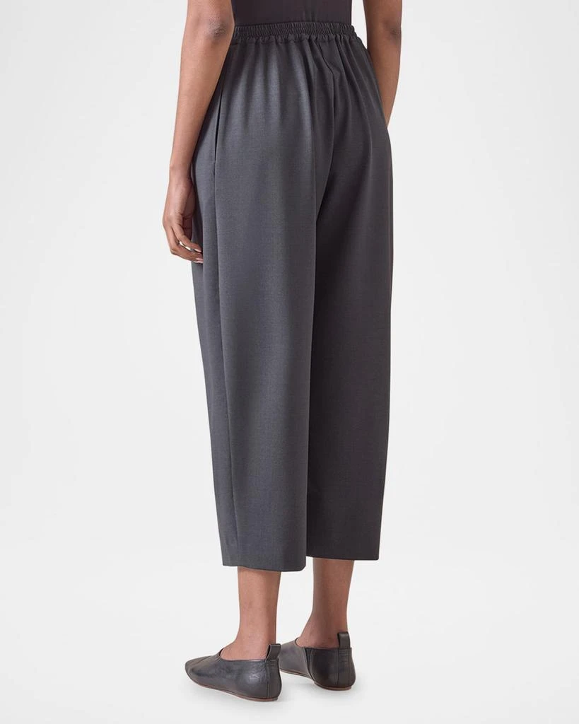 Eskandar Pleated Stretch Wool Straight-Leg Crop Trousers 3