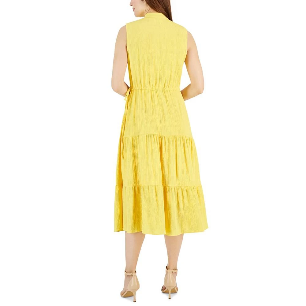 Anne Klein Women's Split-Neck Sleeveless Tiered Midi Dress 2