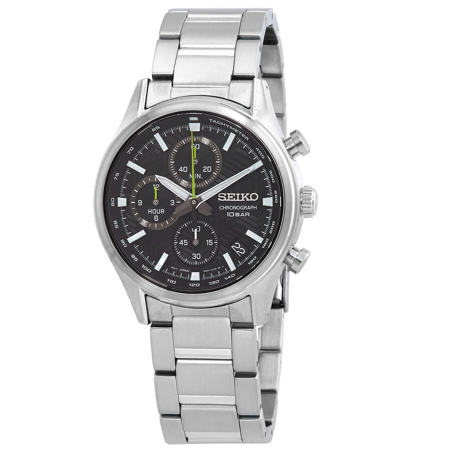 Seiko Dress Chronograph Quartz Black Dial Men's Watch SSB419P1