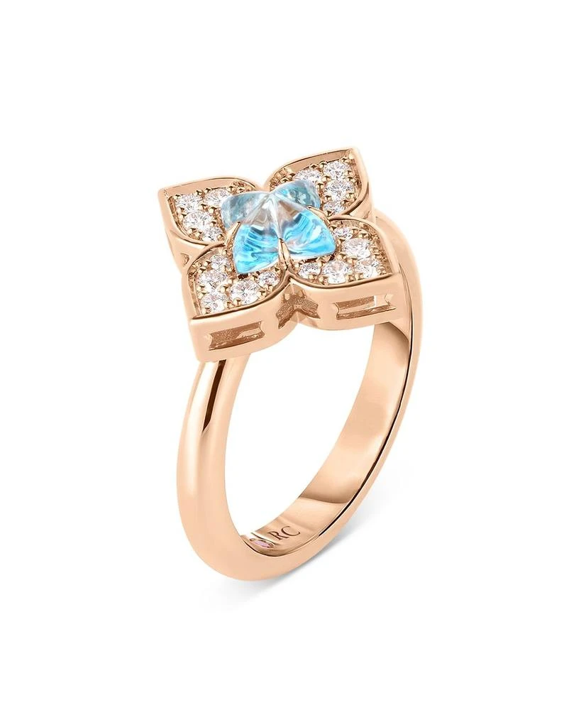 Roberto Coin 18K Rose Gold Venetian Princess Carnival Blue Topaz 
Diamond Flower Ring 3