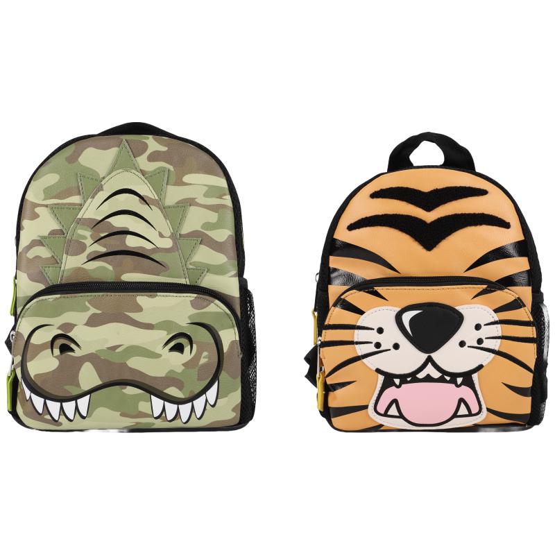 OMG! Accessories Gator camo and tiger mini backpack set in olive and orange