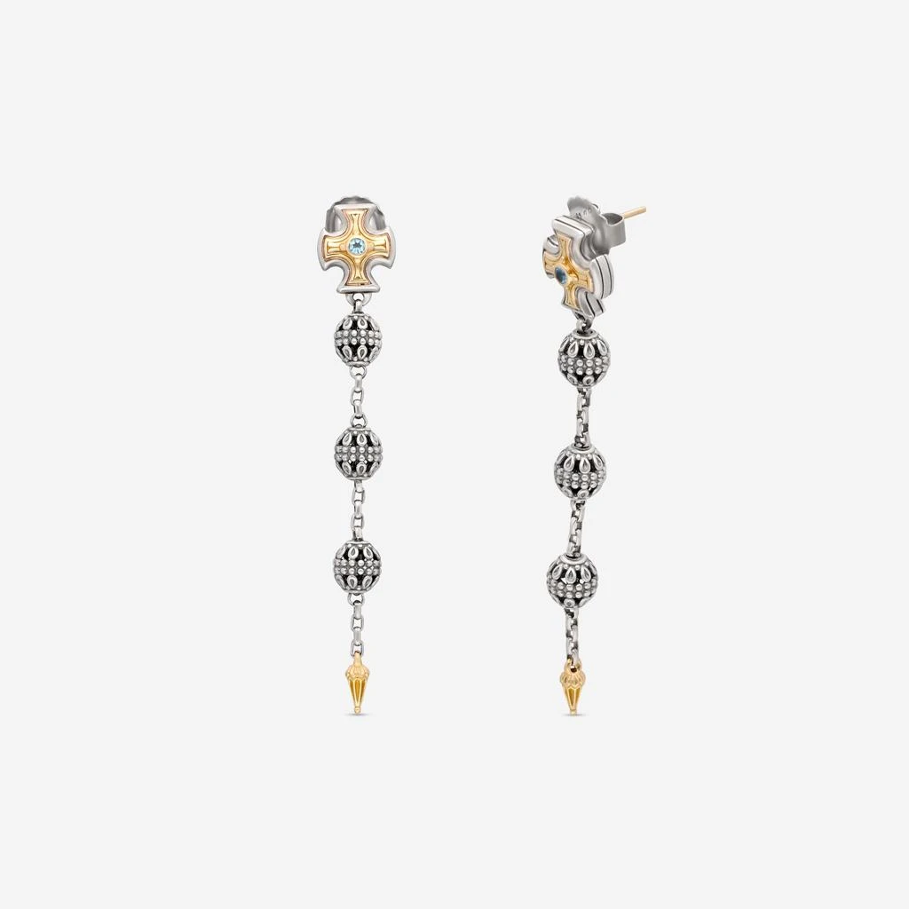 Konstantino Konstantino Kleos Sterling Silver and 18K Yellow Gold, Aqua Marine Dangle Earrings SKMK3181-103 3