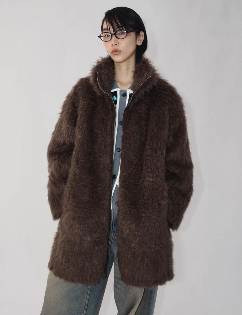 Pixie Market Brown  Faux Fur Coat 4