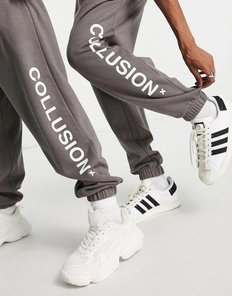 COLLUSION COLLUSION Unisex logo joggers in dark grey 4