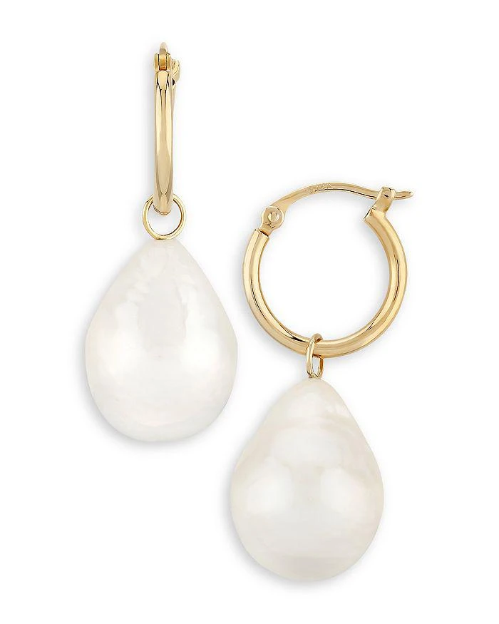 Bloomingdale
s Baroque Cultured Pearl Drop Hoop Earrings in 14K Gold