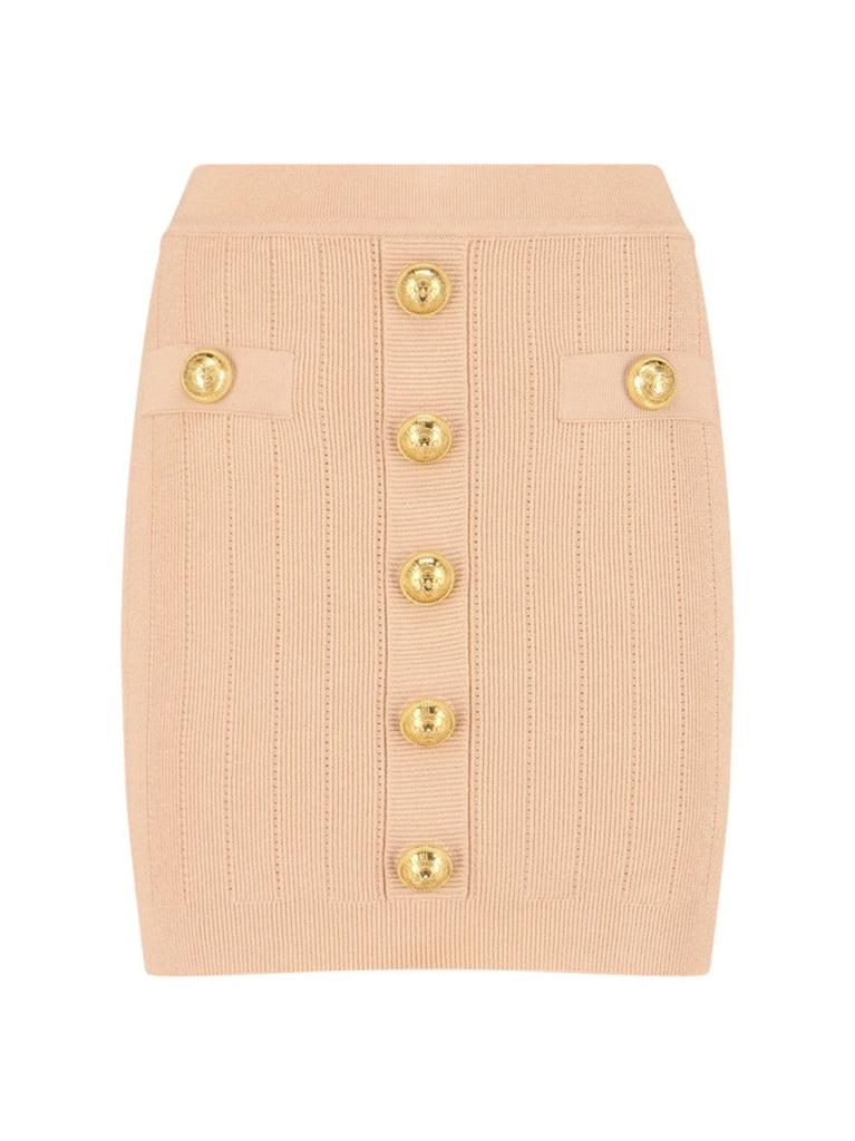 Balmain Knitted Mini Skirt Pink