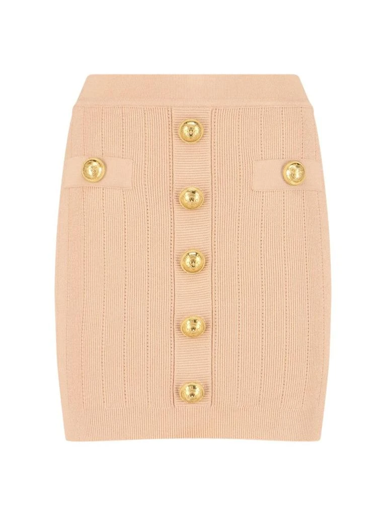 Balmain Knitted Mini Skirt Pink 1