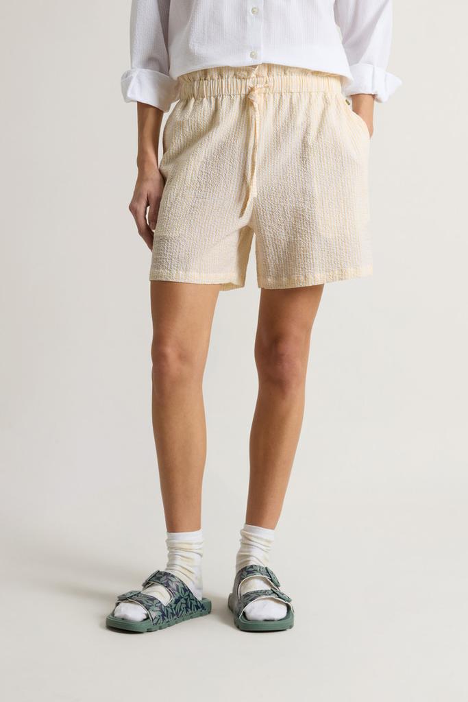 Woolrich Seersucker Cotton Shorts - Women - Yellow