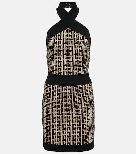 Balmain Monogram halter-neck minidress 1