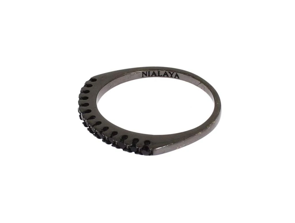 Nialaya Nialaya Black CZ Rhodium 925 Silver  Ring 4