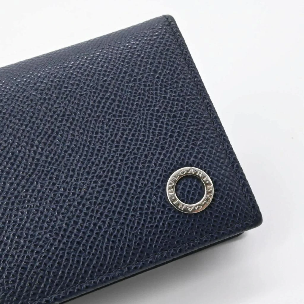 BVLGARI blue Navy Leather Business Card Case (Pre-Owned) 3