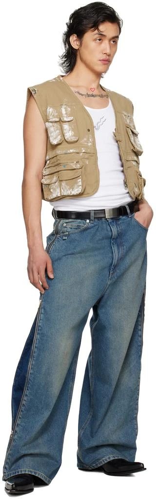 LU'U DAN Beige Painted Denim Vest 4