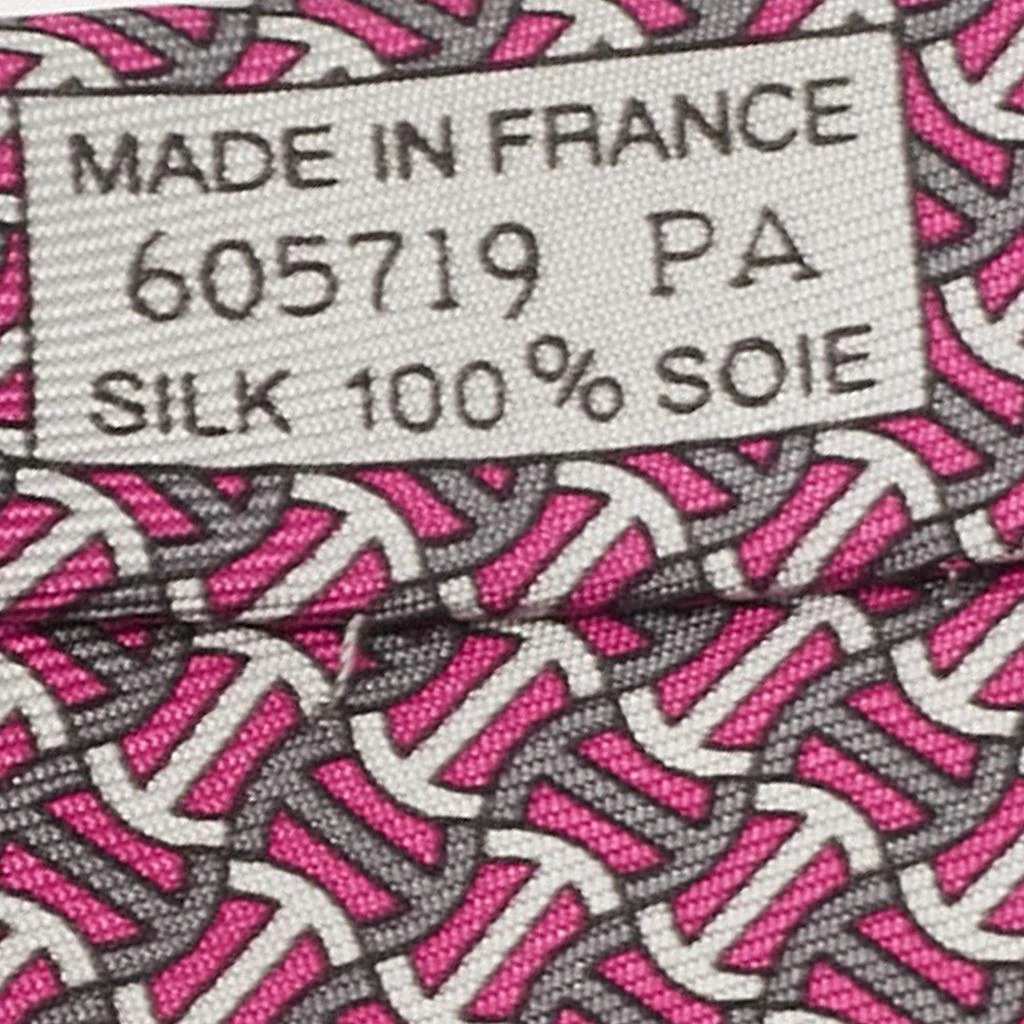 Hermes Hermes Purple/Grey H Logo Print Silk Classic Tie 4