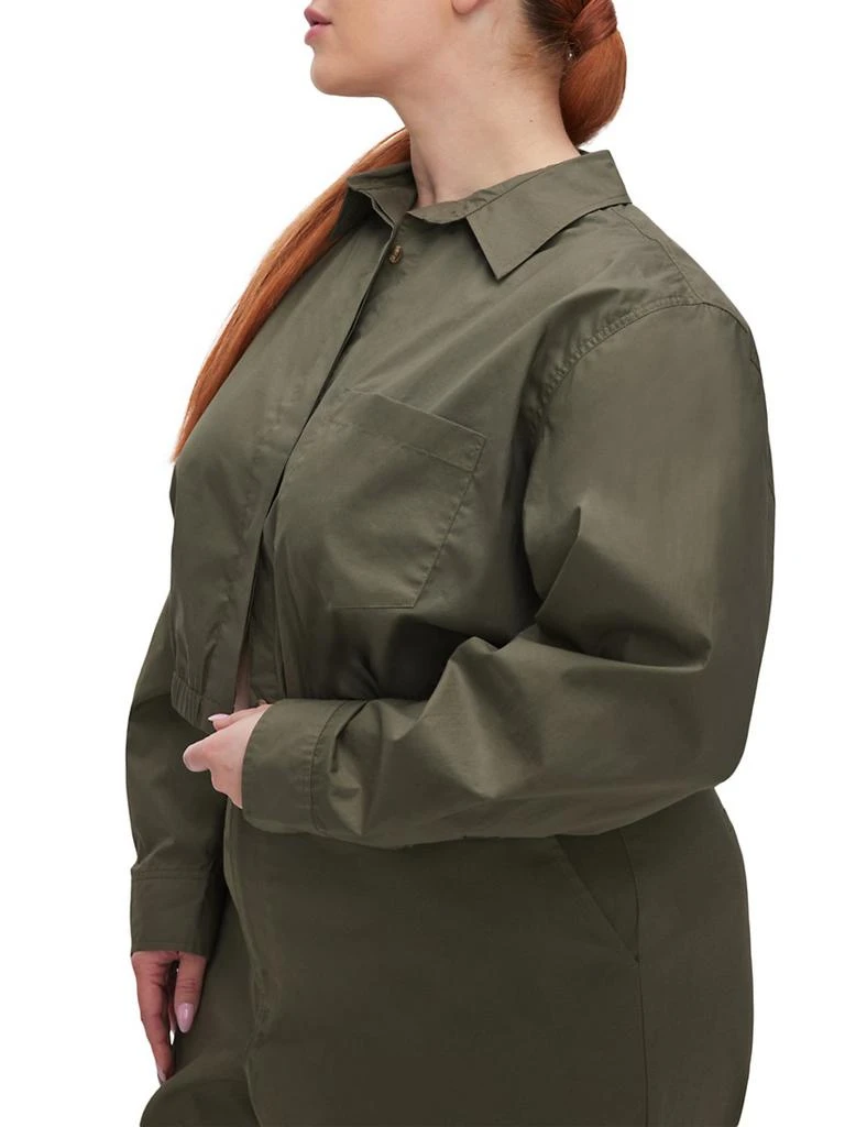 Good American Coated Poplin Cropped Shirt 9