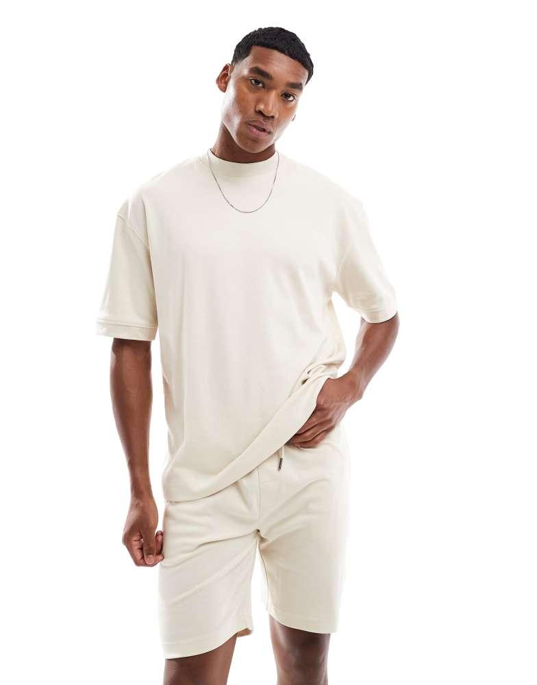 Brave Soul Brave Soul Oversized t-shirt & short co-ord set in taupe