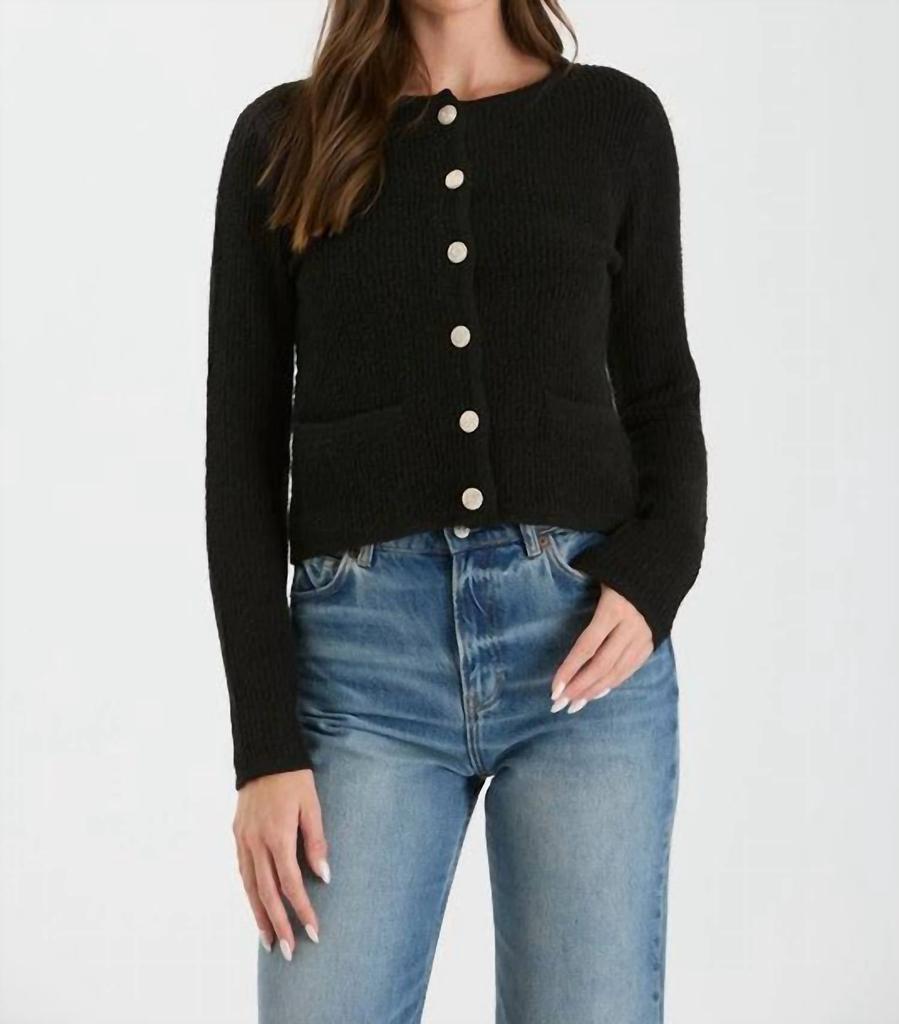 Blu Pepper Blu Pepper - Round Neck Gold Button Knit Cardigan